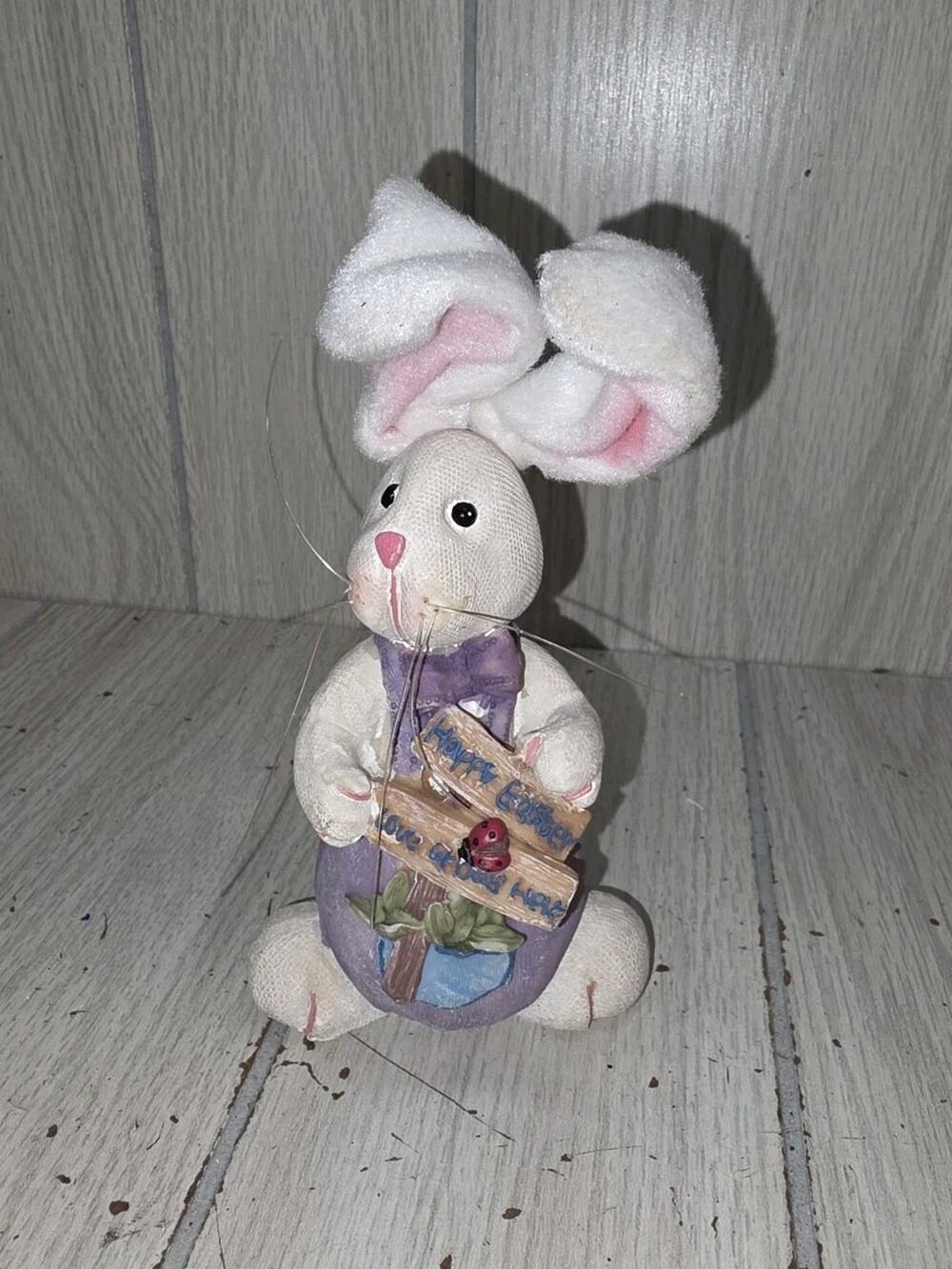 Vtg Easter Bunny Posable Ears Protruding Whiskers Easter Spring Cute Kitschy